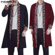 Load image into Gallery viewer, INCERUN Autumn Men's Coat Cardigan Hiphop Jackets Long Sleeve Floral Loose Patchwork Hombre Fashion Open Stitch Windbreaker