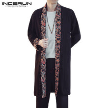 Load image into Gallery viewer, INCERUN Autumn Men's Coat Cardigan Hiphop Jackets Long Sleeve Floral Loose Patchwork Hombre Fashion Open Stitch Windbreaker