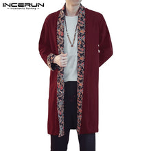 Load image into Gallery viewer, INCERUN Autumn Men's Coat Cardigan Hiphop Jackets Long Sleeve Floral Loose Patchwork Hombre Fashion Open Stitch Windbreaker