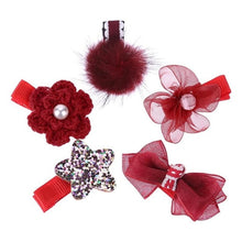 Load image into Gallery viewer, 5pcs/Set Glitter Sequins Bow Star Flower Hairpins Kids Baby Girl Hair Clips