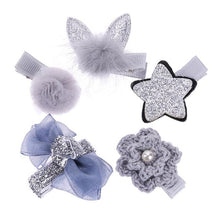 Load image into Gallery viewer, 5pcs/Set Glitter Sequins Bow Star Flower Hairpins Kids Baby Girl Hair Clips