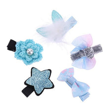 Load image into Gallery viewer, 5pcs/Set Glitter Sequins Bow Star Flower Hairpins Kids Baby Girl Hair Clips