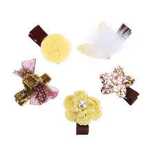Load image into Gallery viewer, 5pcs/Set Glitter Sequins Bow Star Flower Hairpins Kids Baby Girl Hair Clips