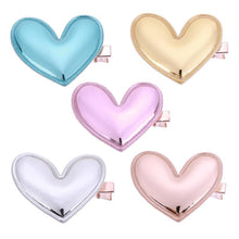 Load image into Gallery viewer, Cute PU Leather Heart-shaped Hairpins Girl Princess Hairclip Party Headwear Children Shiny Hair Accessories