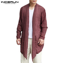 Load image into Gallery viewer, INCERUN Vintage Mens Long Jackets Outwear Irregular Hem Cloak Male Cloak Coat Trench Windbreaker Hombre Autumn Fashion Cardigan