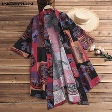 Load image into Gallery viewer, Vintage Kimono Cloak Cardigan Ethnic Mens Trench Cloak Half Sleeve Shirt Tops Hombre Fashion Men Clothing Big Size 5XL Camisa