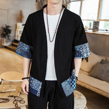 Load image into Gallery viewer, 2019 Autumn Men's Coat Cardigan Hiphop Jackets Half Sleeve Floral Loose Patchwork Hombre Camisa Fashion Open Stitch Outwear
