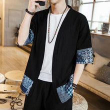 Load image into Gallery viewer, 2019 Autumn Men's Coat Cardigan Hiphop Jackets Half Sleeve Floral Loose Patchwork Hombre Camisa Fashion Open Stitch Outwear